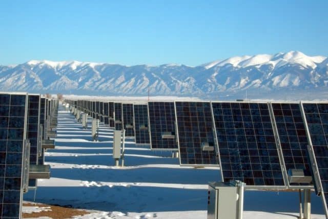 Solar panels installed on a ground mount