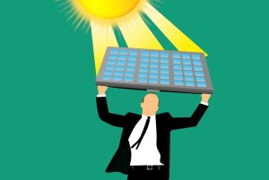 Man holding a solar panel